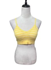 Abound Bralette Bra L Yellow White Stripe Convertible Padded Pullover V Neck New