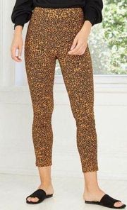 Leopard Print High-Rise Cropped Pants Who What Wear Brown mustard yellow sz 12