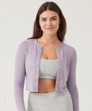 Outdoor Voices Earl Gray Purple Cozy Rib Knit Cropped Cardigan Women's Small NWT