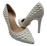 INC Women's White Pearl Kenjay d'Orsay High Heel Pumps Size 5M NWOT