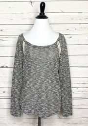 Heather Gray Crochet Trim Lightweight Sweater Top Size Large Boho