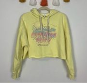 BP. Cropped Moonlight Beach Graphic Yellow Hoodie Size Large