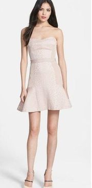 Rebecca Taylor Strapless Cloqué Fit & Flare Dress