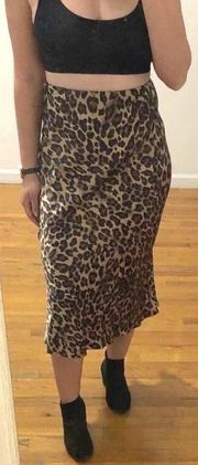 Silk Cheetah Print Skirt 