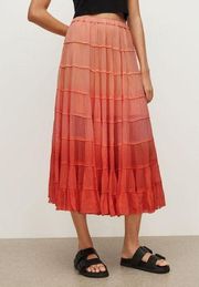 Eva Ombre Maxi Tiered Skirt- Sunburst Orange