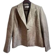 Le Suit Petite Women's Tailored Blazer 6P Tan Cream Sparkle One-Button Jacket