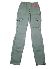 Spanx Stretch Twill Ankle Cargo Pant Women's Size XS Green Pull On Soft Sage