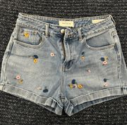 Embroidered Mom Jean Shorts