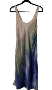 Cami NYC Ombré Gradient Sleeveless Silk Midi Dress Blue Beige