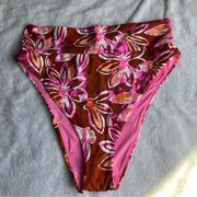 NWT Aerie Pink Floral High Cut Cheeky Bikini Bottom Only Real Good