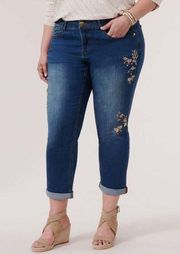 "Ab"solution® Roll Cuff Embroidered Plus Girlfriend Jean "Flex"-Ellent