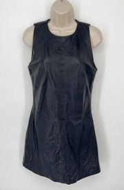 7 For All Mankind Women's Leather Mini Dress Sheath Lined Sleeveless Sz S Black