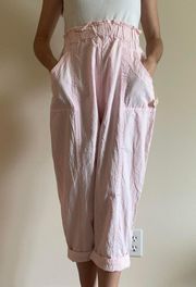 Pink Vintage Ruffle Capri Pants