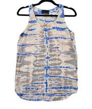 Cynthia Rowley Size S 100% Silk Tie-dye Striped Racerback Tank Top Pink Blue