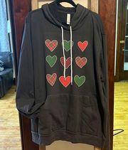 Heart Pattern Fleece Hoodie