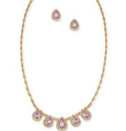 Charter Club Pave & Pear-Shape Stone Necklace & Stud Earring in Gold-Tone