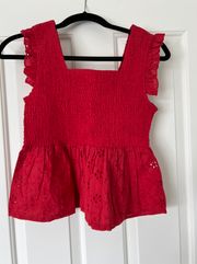 Isa & Ella red eyelet top