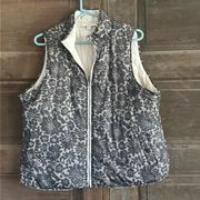 Liz Claiborne Size Large Reversible Vest Floral Lace Black / White Pockets