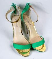 Heel Sandals Open Toe Pump Size 8.5 Womens Stilettos Shoes Heels Party Green