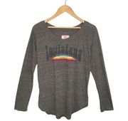 New State Of Mine Louisiana Long Sleeve Groovy Arching Rainbow Heathered Gray S