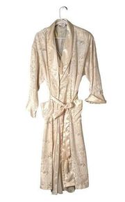 Victoria's Secret Gold Label Vintage 80s Ivory Floral Jacquard Satin Robe & Slip