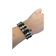 Erica Lyons silver square and black bead cuff bracelet