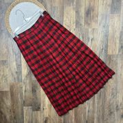 Talbots Vintage Red Plaid Pleated Skirt Womens Size 12 Side Zip Wool Blend