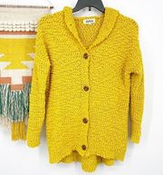 Listicle Chunky Knit Yellow Hooded Cardigan Sz M