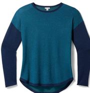 NWT SMARTWOOL Shadow Pine Colorblock Crew Sweater Marino Wool