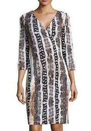 Diane Von Furstenberg Julian Two Silk Jersey Wrap Dress Oasis Snake $365