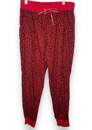 Jasmine + Ginger Red black Cheetah Joggers Pajama Pants Medium