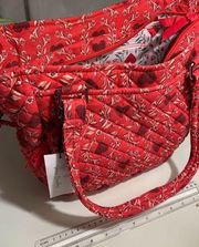 VERA BRADLEY Quilted Heart Tote Bag Purse-NEW Red Floral Puffy Pink Cottage-core