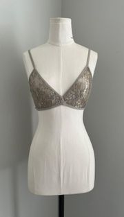 BNWT  Silver Sequins Embellished Bra