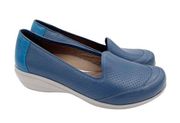 Dansko Marjorie Perforated Slip On Comfort Shoes Blue Leather Women's Size 40