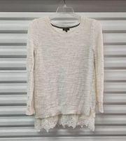 Cupio Sweater Women's Size Medium Cream Long Sleeve Knit Pullover Top