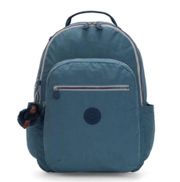 Teal Blue Solid Relaxed Backpack with Keychain