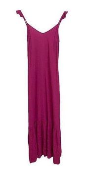 Line & Dot Hot Pink Maxi Dress Ruffle Size Small