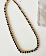 KENDRA SCOTT Carmen Gold Tennis Necklace in Black Spinel 17" NEW