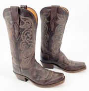 Lucchese Brown Annie Goat Leather Snip Toe Western Cowgirl Boot Women's size 7