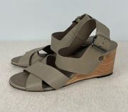 Vince Taupe Gwyn Wooden Wedge Strappy Sandals