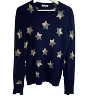 Equipment Femme Size M Sloan Cashmere Sweater Star Print Navy Round Neck READ
