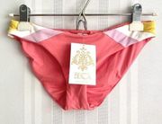 BECCA Radiant Colorblock Hipster Swim Bikini Bottoms XS Striped Pink NWT