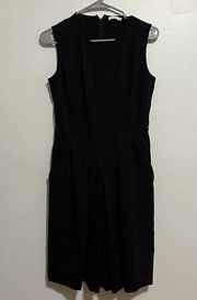 Vince Black Sleeveless Dress with Pockets and Pleated Skirt Size 6