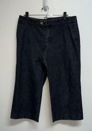 Gap Factory Y2K Womens Dark Denim Cropped Blue Jeans SZ 14 Wide Leg Stretch Mid