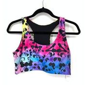 TEREZ Sports Bra Women's Size Large Rorschach Test Rainbow Print Multicolor NEW