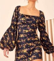 C/MEO Collective All Right Now Navy Floral long sleeve Mini Dress