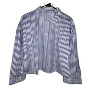 NWT Everlane The Woven P.J. Top Blue & White Stripe 100% Cotton Boxy Size Medium