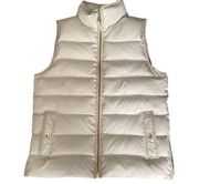 J.Crew MountainNeutral Puffer Vest Down Filled Ivory Cream Gold Zips & Buttons M