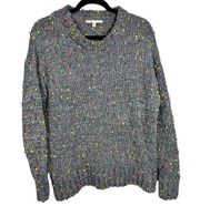 Seven 7 Chenille Popcorn Gray Confetti Crewneck Sweater S