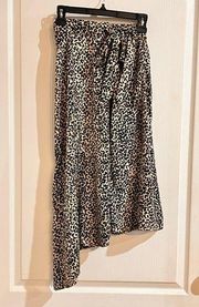 Nine West Luxe Animal Collection Leopard Print Asymmetric Hem Midi Skirt